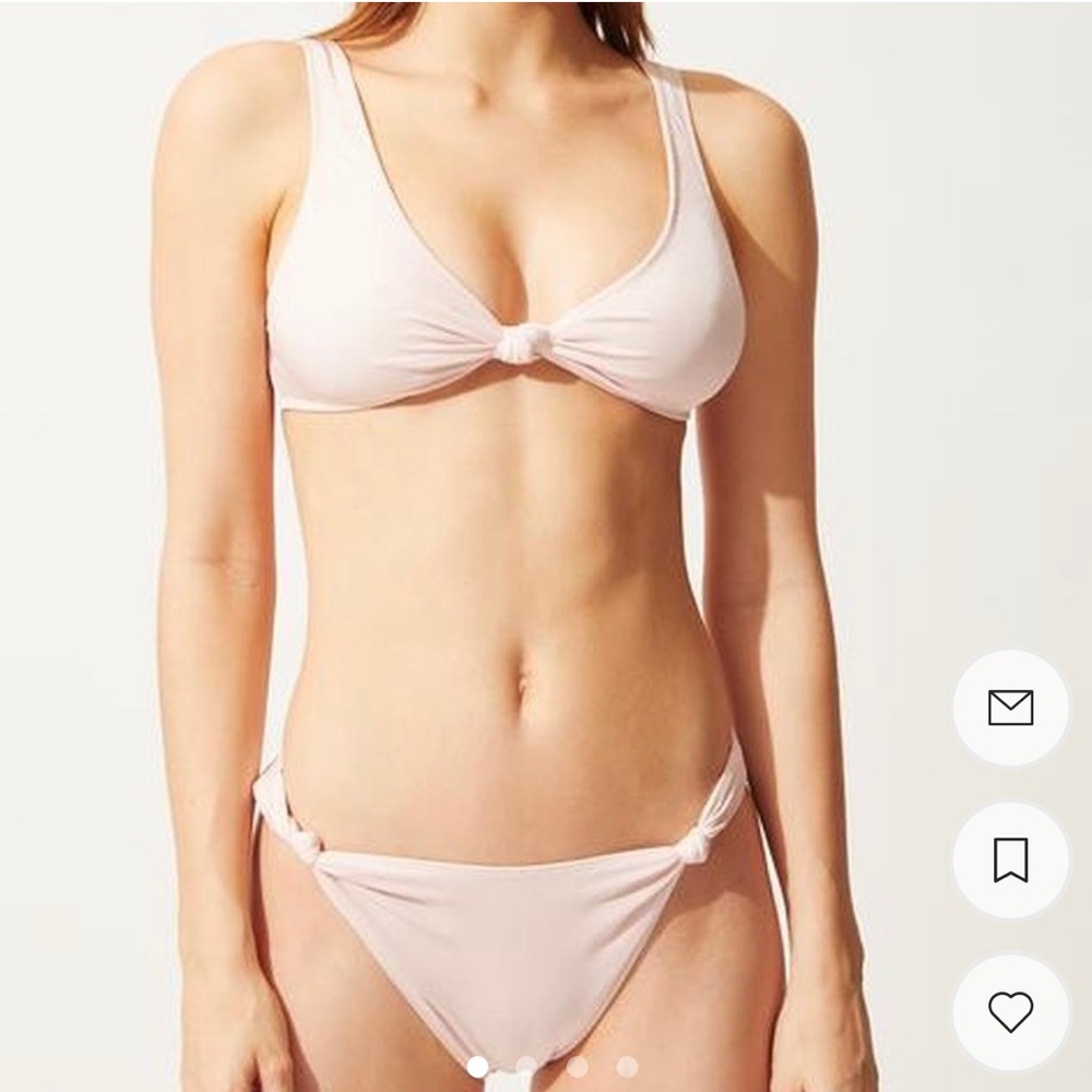 Solid and striped pink bikini set